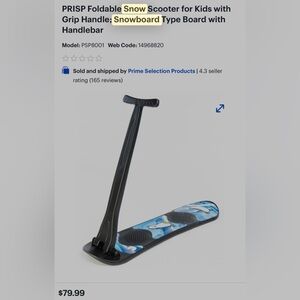 Foldable Snow Scooter for Kids with Grip Handle Snowboard